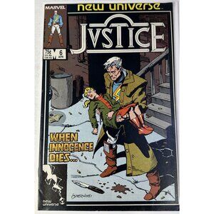 1987 Vol 1 No 6 New Universe Justice when innocence dies….   Marvel Comics